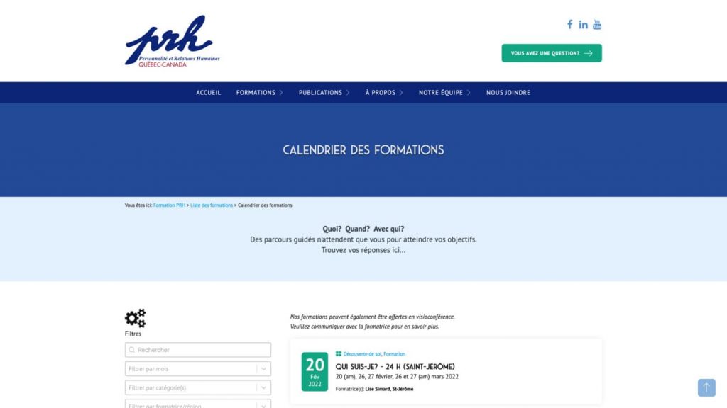 Site web - Formation PRH - Zonart